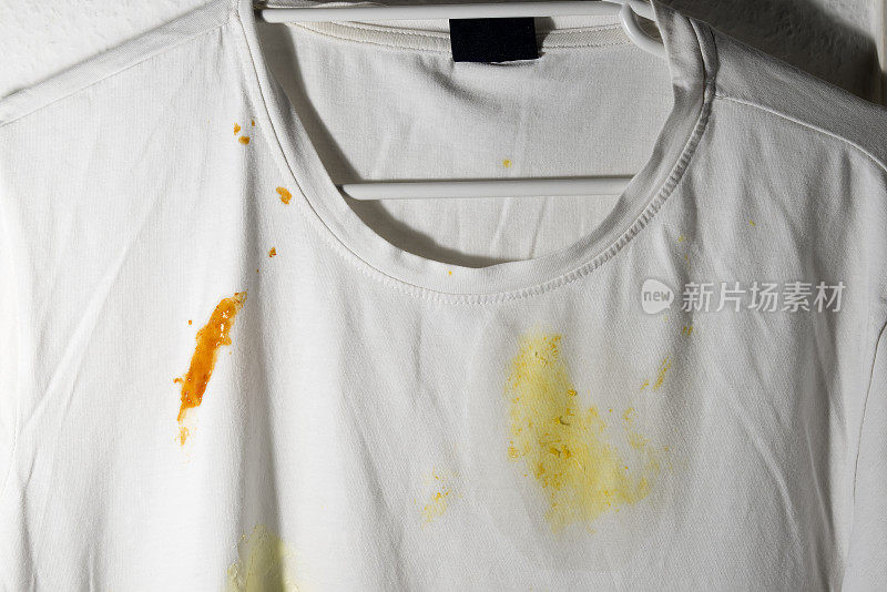 Stains of food on white cloth